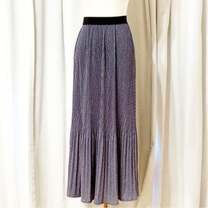 Adrianna Papell Dot Print Pleated Midi Skirt Blue Size Medium